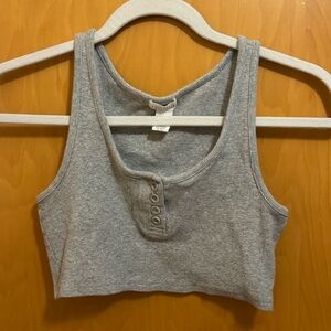 Full Tilt Gray Ribbed Tank Top
